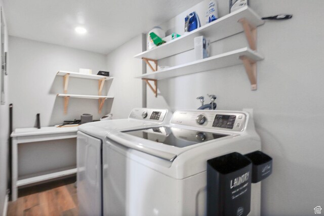 2108 W 2180 N, Lehi, UT 84043 - laundry area featuring washing machine and dryer and dark wood-type flooring