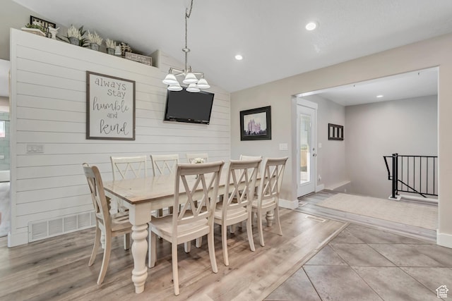 719 E Center St, Genola, UT 84655 - dining space featuring recessed lighting, wood finished floors, baseboards, and a chandelier