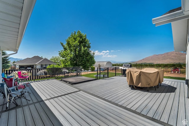 719 E Center St, Genola, UT 84655 - wooden deck featuring a mountain view and area for grilling