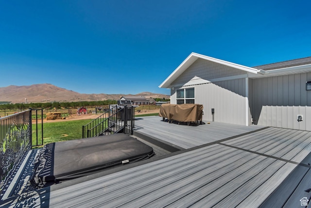 719 E Center St, Genola, UT 84655 - wooden deck featuring a mountain view and a yard