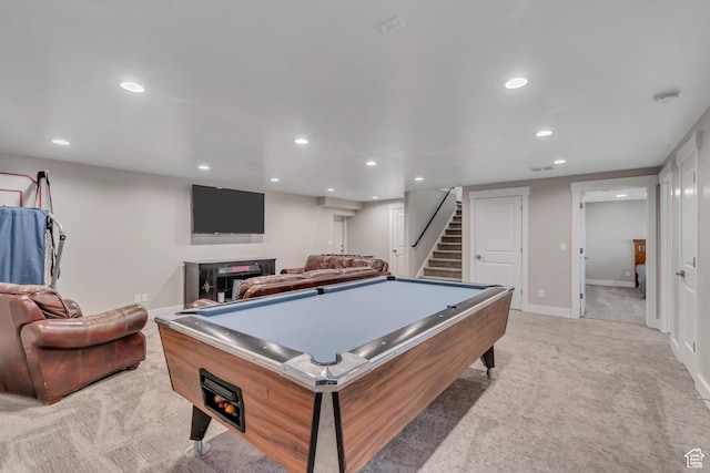 719 E Center St, Genola, UT 84655 - game room featuring recessed lighting, light colored carpet, billiards, and baseboards