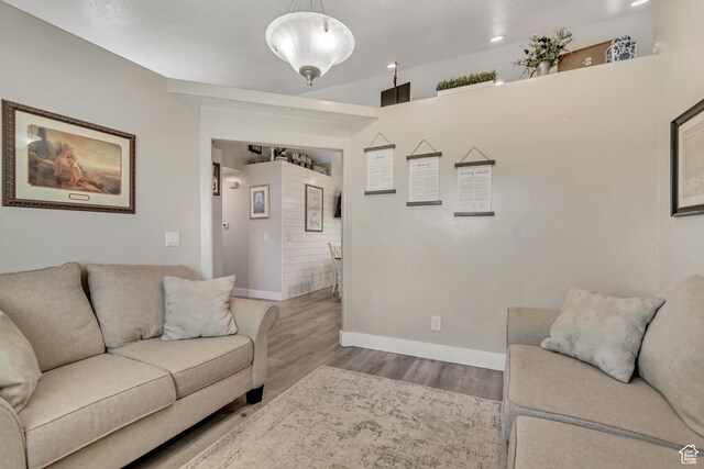 719 E Center St, Genola, UT 84655 - living room with baseboards and wood finished floors
