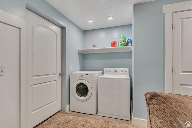 719 E Center St, Genola, UT 84655 - laundry room featuring independent washer and dryer and light colored carpet