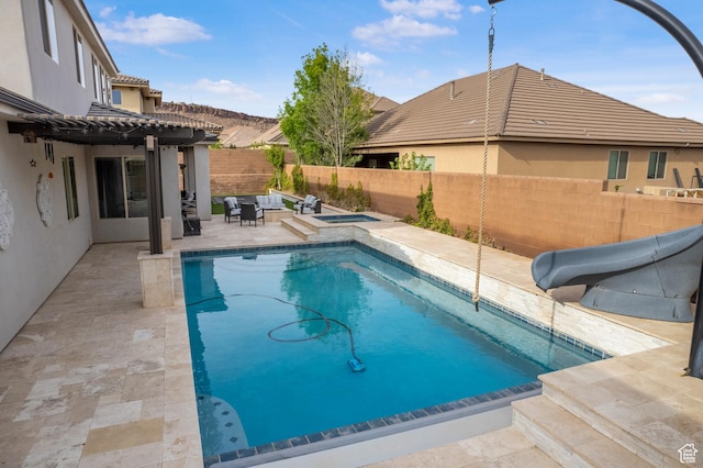 2699 S 2000 E, St George, UT 84790 - view of pool with a fenced backyard, a water slide, a patio, and a pergola