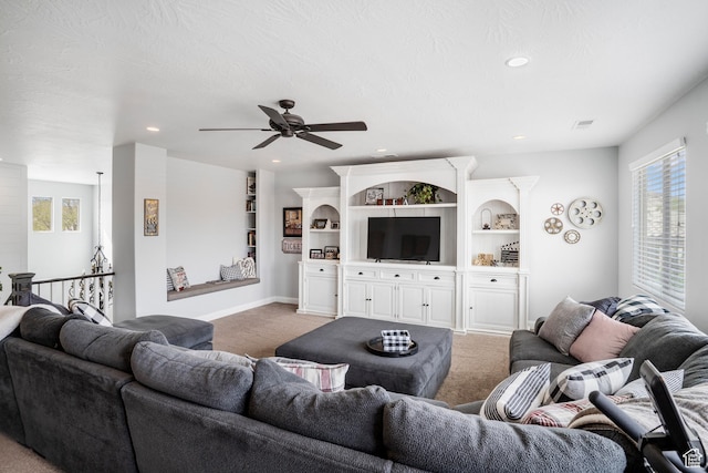 2699 S 2000 E, St George, UT 84790 - living area featuring carpet flooring, plenty of natural light, a ceiling fan, and recessed lighting