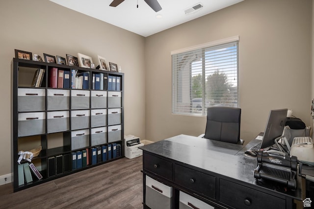 2699 S 2000 E, St George, UT 84790 - office area featuring ceiling fan and dark wood-style flooring