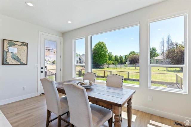 407 W 275 N, Morgan, UT 84050 - dining area featuring baseboards, plenty of natural light, light wood-style floors, and recessed lighting