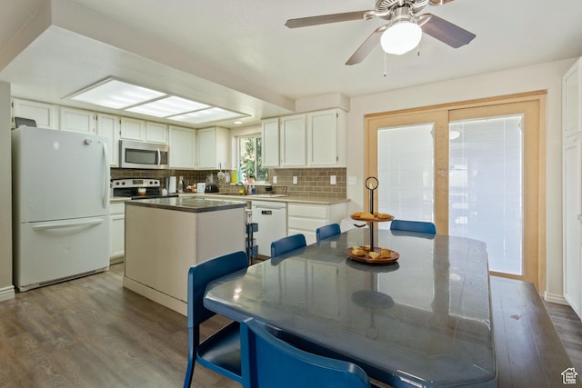 408 E 850 N, Brigham City, UT 84302 - dining area with dark wood finished floors and ceiling fan