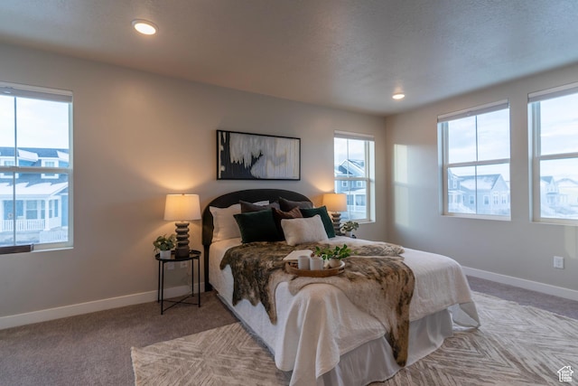 11228 S Old Bridge Rd W, South Jordan, UT 84009 - bedroom with light colored carpet, multiple windows, baseboards, and recessed lighting