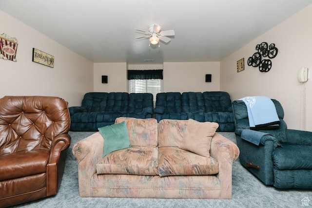 831 S 1150 E, Preston, ID 83263 - living area featuring carpet flooring and a ceiling fan