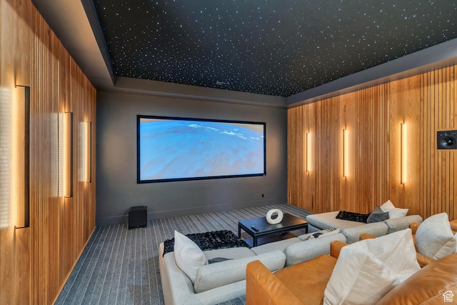 3943 N Foothill Dr, Provo, UT 84604 - carpeted cinema room featuring baseboards and wooden walls