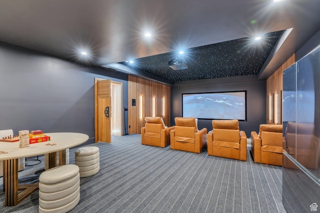 3943 N Foothill Dr, Provo, UT 84604 - home theater featuring carpet floors, recessed lighting, and a tray ceiling