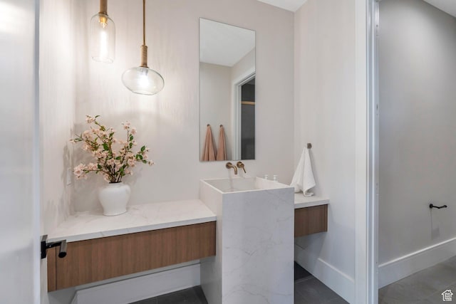 3943 N Foothill Dr, Provo, UT 84604 - bathroom featuring vanity, tile patterned flooring, and baseboards