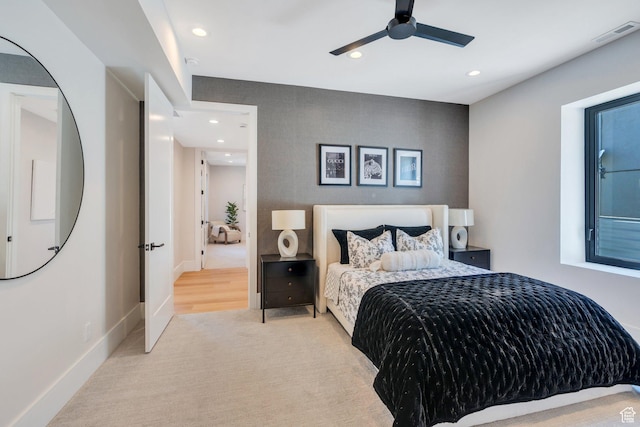 3943 N Foothill Dr, Provo, UT 84604 - carpeted bedroom with recessed lighting, ceiling fan, and baseboards