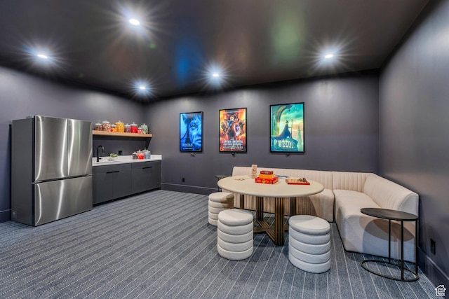 3943 N Foothill Dr, Provo, UT 84604 - playroom featuring carpet floors, recessed lighting, baseboards, and a sink