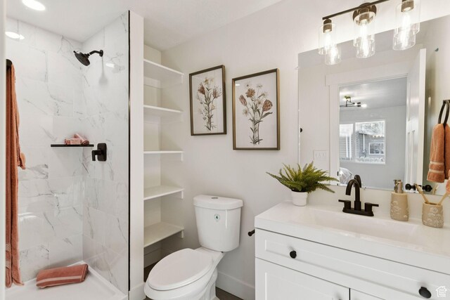 155 W 800 N, Spanish Fork, UT 84660 - full bathroom with vanity, toilet, and a marble finish shower