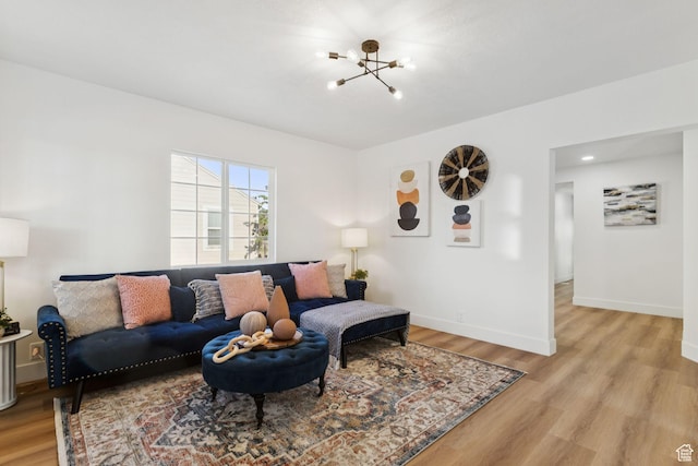 155 W 800 N, Spanish Fork, UT 84660 - living room with a chandelier, light wood-type flooring, and baseboards