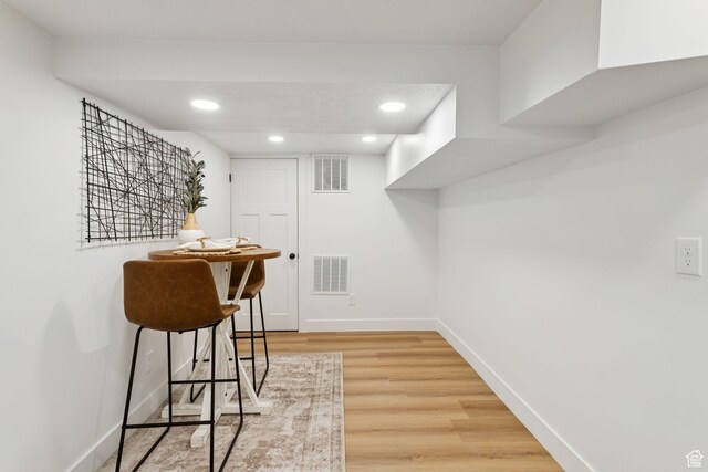 155 W 800 N, Spanish Fork, UT 84660 - bar area with light wood-style flooring, baseboards, and recessed lighting