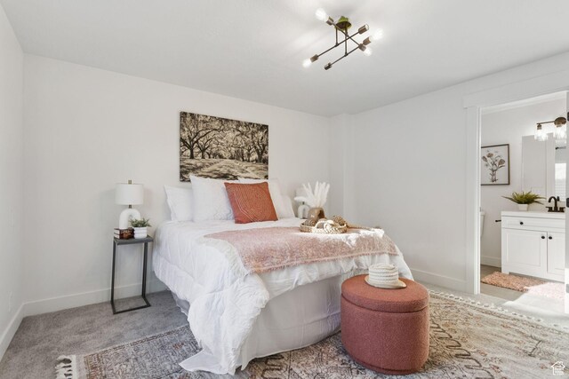 155 W 800 N, Spanish Fork, UT 84660 - bedroom with baseboards, carpet, a sink, and ensuite bath