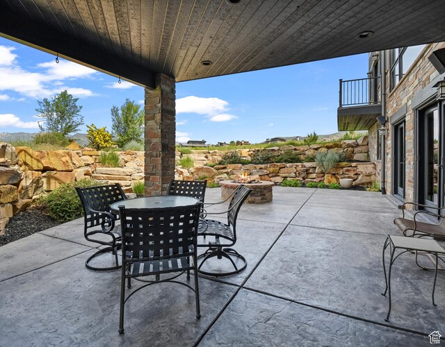 707 N Chimney Rock Rd, Heber City, UT 84032 - view of patio / terrace with an outdoor fire pit and outdoor dining space