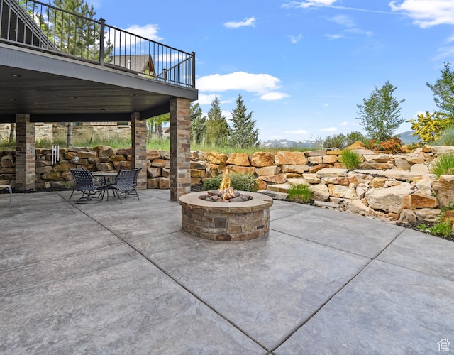 707 N Chimney Rock Rd, Heber City, UT 84032 - view of patio with a fire pit and outdoor dining space