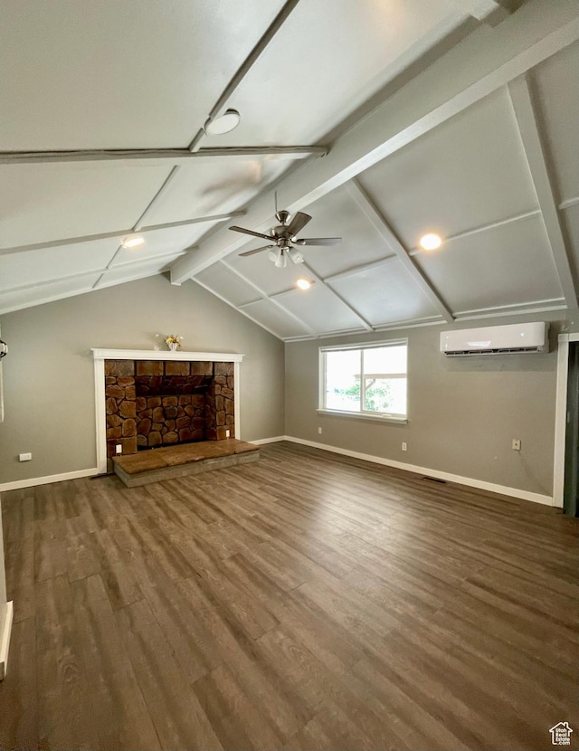 947 W 1300 N, Carbonville, UT 84501 - unfurnished living room featuring a wall unit AC, baseboards, and wood finished floors