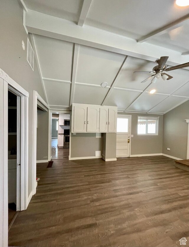 947 W 1300 N, Carbonville, UT 84501 - unfurnished living room featuring baseboards, a ceiling fan, and dark wood finished floors