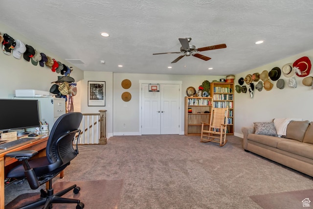 849 N 400 E, Springville, UT 84663 - carpeted office featuring ceiling fan, recessed lighting, and baseboards