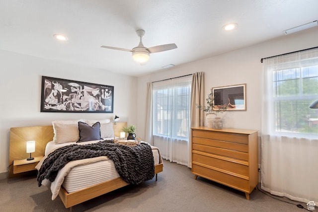 1940 S 200 W Unit 11, Bountiful, UT 84010 - bedroom featuring carpet floors, multiple windows, recessed lighting, and a ceiling fan