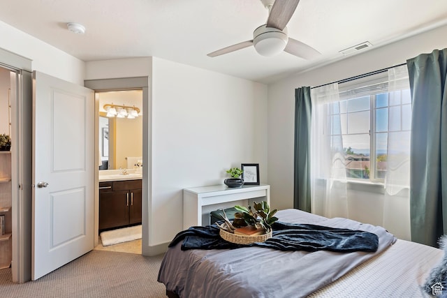 1940 S 200 W Unit 11, Bountiful, UT 84010 - bedroom featuring light carpet, ensuite bathroom, and ceiling fan
