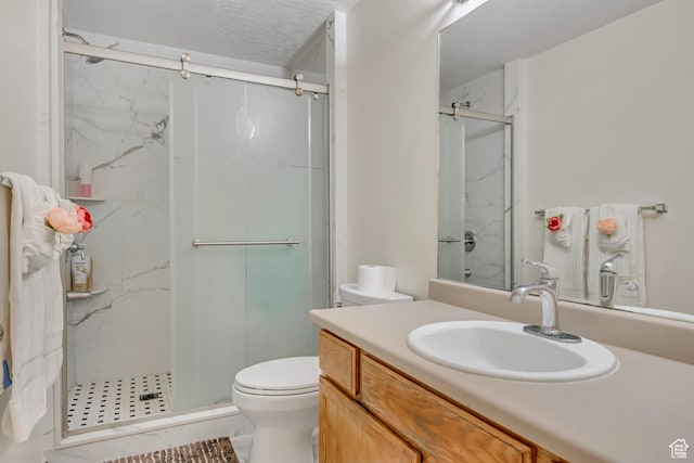 4564 S Early Duke St, West Valley City, UT 84120 - full bathroom with a marble finish shower, toilet, and vanity