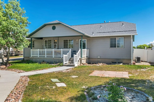 2172 White Pine Rd, Eagle Mountain, UT 84005 - bungalow-style home with a porch, roof with shingles, and cooling unit