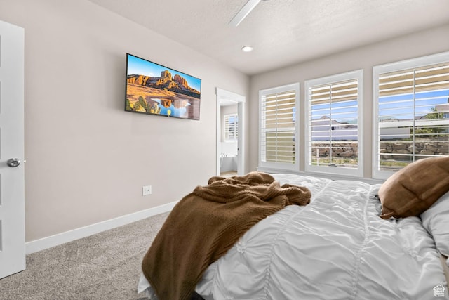 9447 N Arrowhead Dr, Eagle Mountain, UT 84005 - bedroom featuring carpet flooring, baseboards, a textured ceiling, ceiling fan, and recessed lighting