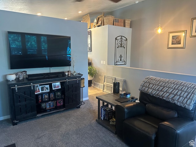 3863 W Augusta Dr S, Syracuse, UT 84075 - living area featuring carpet floors, baseboards, and recessed lighting