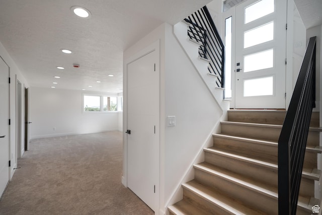 5866 N Fork Rd, Eden, UT 84310 - stairs with carpet flooring, recessed lighting, and baseboards