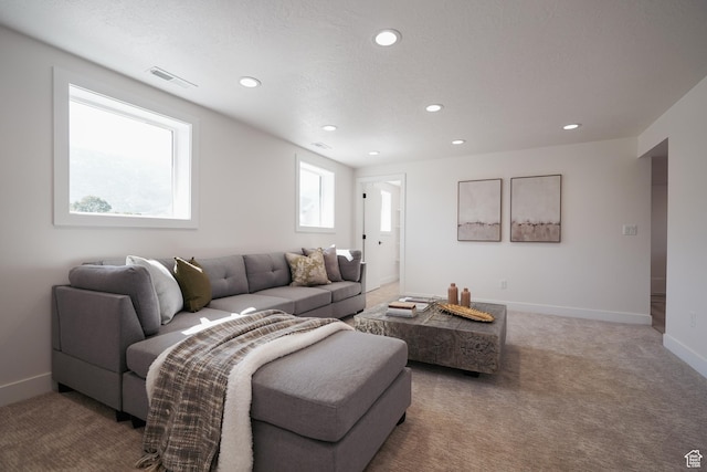 5866 N Fork Rd, Eden, UT 84310 - living room featuring recessed lighting, light colored carpet, and baseboards