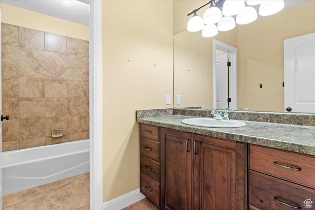 150 N 1015 W, Manti, UT 84642 - full bathroom featuring vanity, bathtub / shower combination, baseboards, and tile patterned floors
