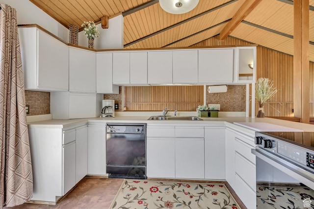 1063 Oxford Dr, Ogden, UT 84403 - kitchen featuring black dishwasher, a sink, range, white cabinetry, and light countertops