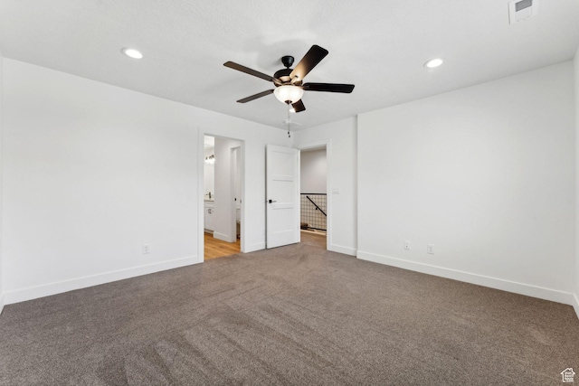 622 E 340 S, American Fork, UT 84003 - unfurnished bedroom with light carpet, baseboards, recessed lighting, ceiling fan, and connected bathroom