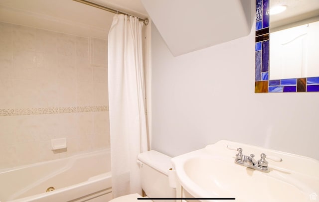 331 W Elberta Dr, Pleasant View, UT 84414 - bathroom with toilet, a sink, and shower / bath combo with shower curtain