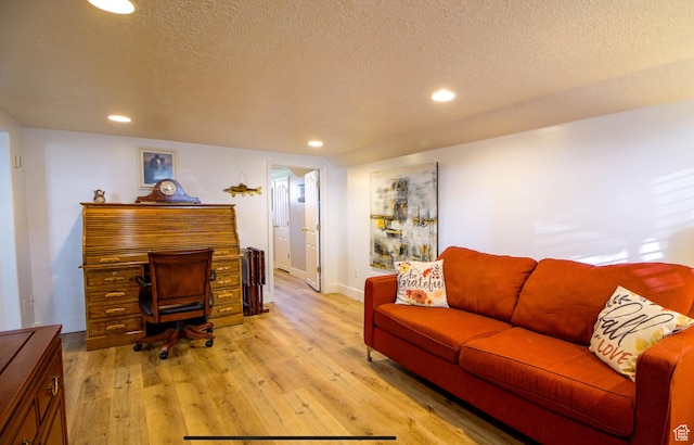 331 W Elberta Dr, Pleasant View, UT 84414 - office area with a textured ceiling, recessed lighting, light wood finished floors, and baseboards