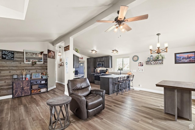 1665 E 1280 N, Mount Pleasant, UT 84647 - living room with baseboards, wood finished floors, and a ceiling fan