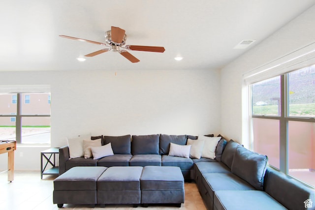 3853 S Red Valley Cir S Unit 23-A4, Moab, UT 84532 - living area with ceiling fan and recessed lighting