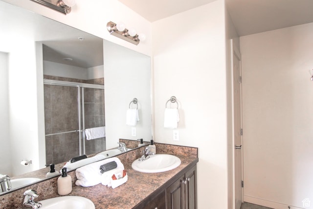 3853 S Red Valley Cir S Unit 23-A4, Moab, UT 84532 - bathroom with double vanity and a stall shower