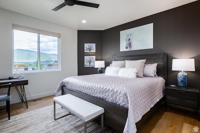 985 Hart Loop, Kamas, UT 84036 - bedroom with light wood-style flooring, recessed lighting, baseboards, and ceiling fan