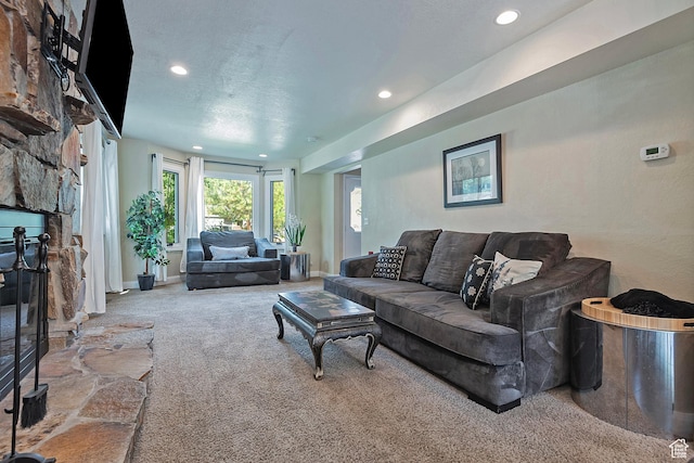 2300 Comstock Dr, Park City, UT 84060 - living area with carpet, recessed lighting, a fireplace, and baseboards