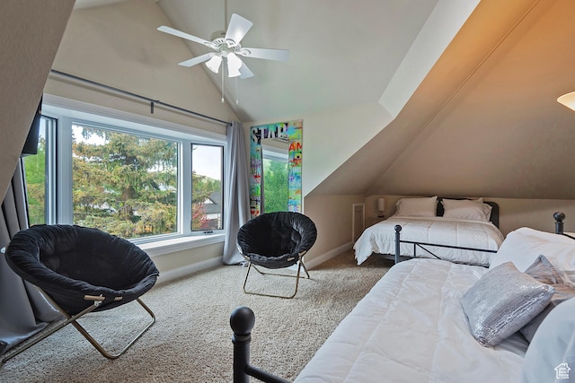 2300 Comstock Dr, Park City, UT 84060 - bedroom with vaulted ceiling, carpet floors, baseboards, and a ceiling fan