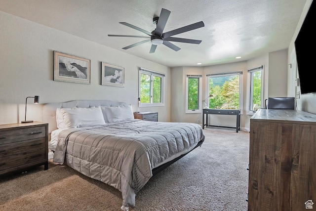 2300 Comstock Dr, Park City, UT 84060 - bedroom with carpet flooring, a textured ceiling, and ceiling fan