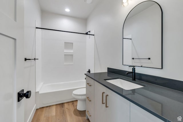 1601 S 3170 E, Spanish Fork, UT 84660 - bathroom featuring vanity, wood finished floors, tub / shower combination, and recessed lighting