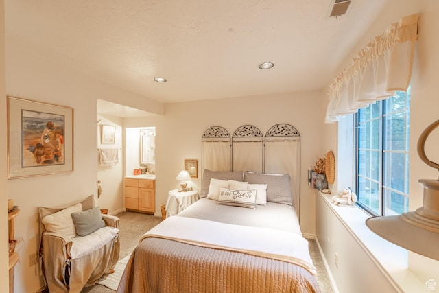 145 Deer Run Ln, Layton, UT 84040 - bedroom with light carpet, baseboards, recessed lighting, and connected bathroom
